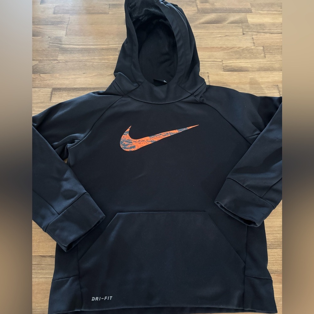 Nike Dri-Fit Black Orange Kid's Hoodie Size 7L